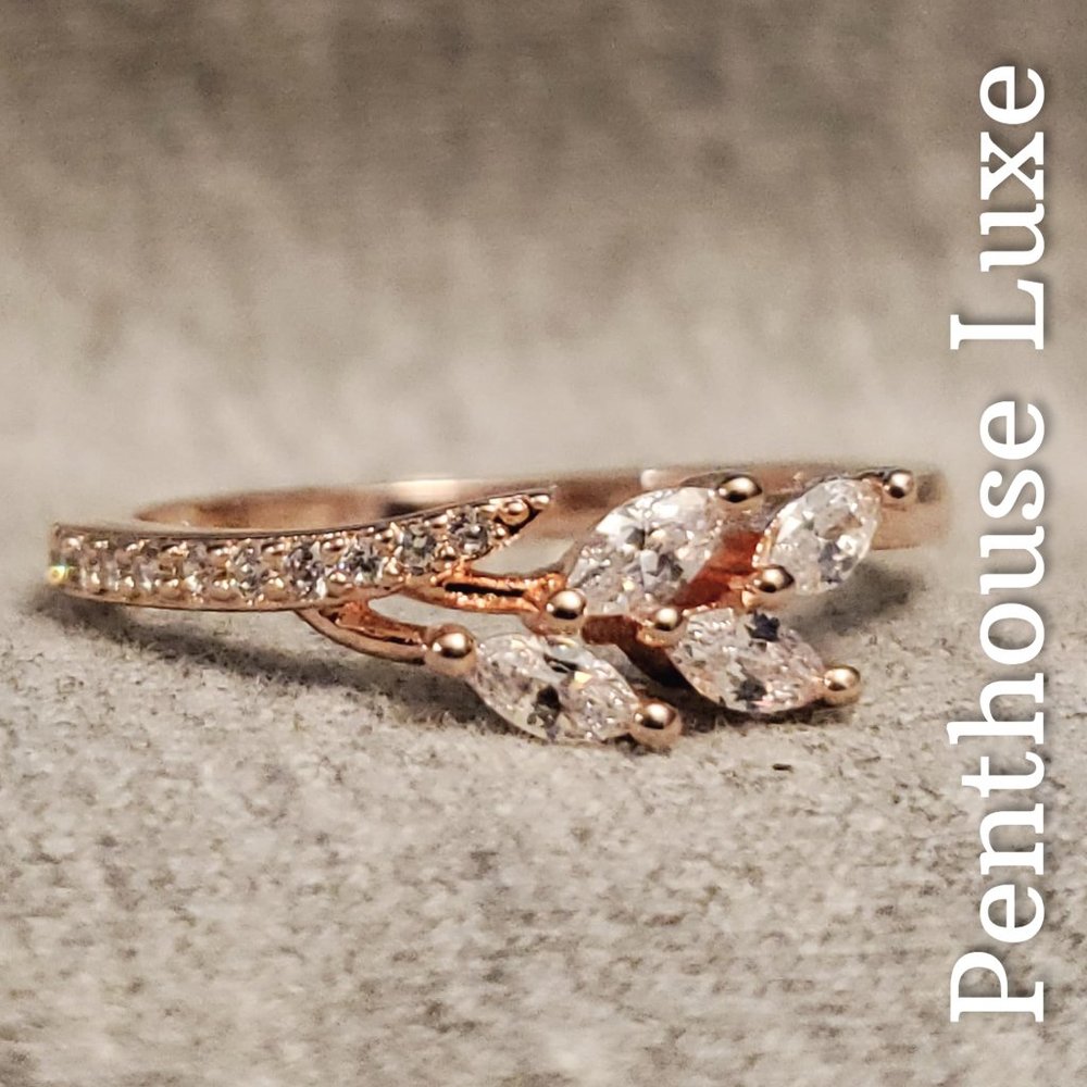 FINAL RESTOCK!! Rose Gold Dainty Marquise Leaf & Branch Ring - Picture 2 of 7